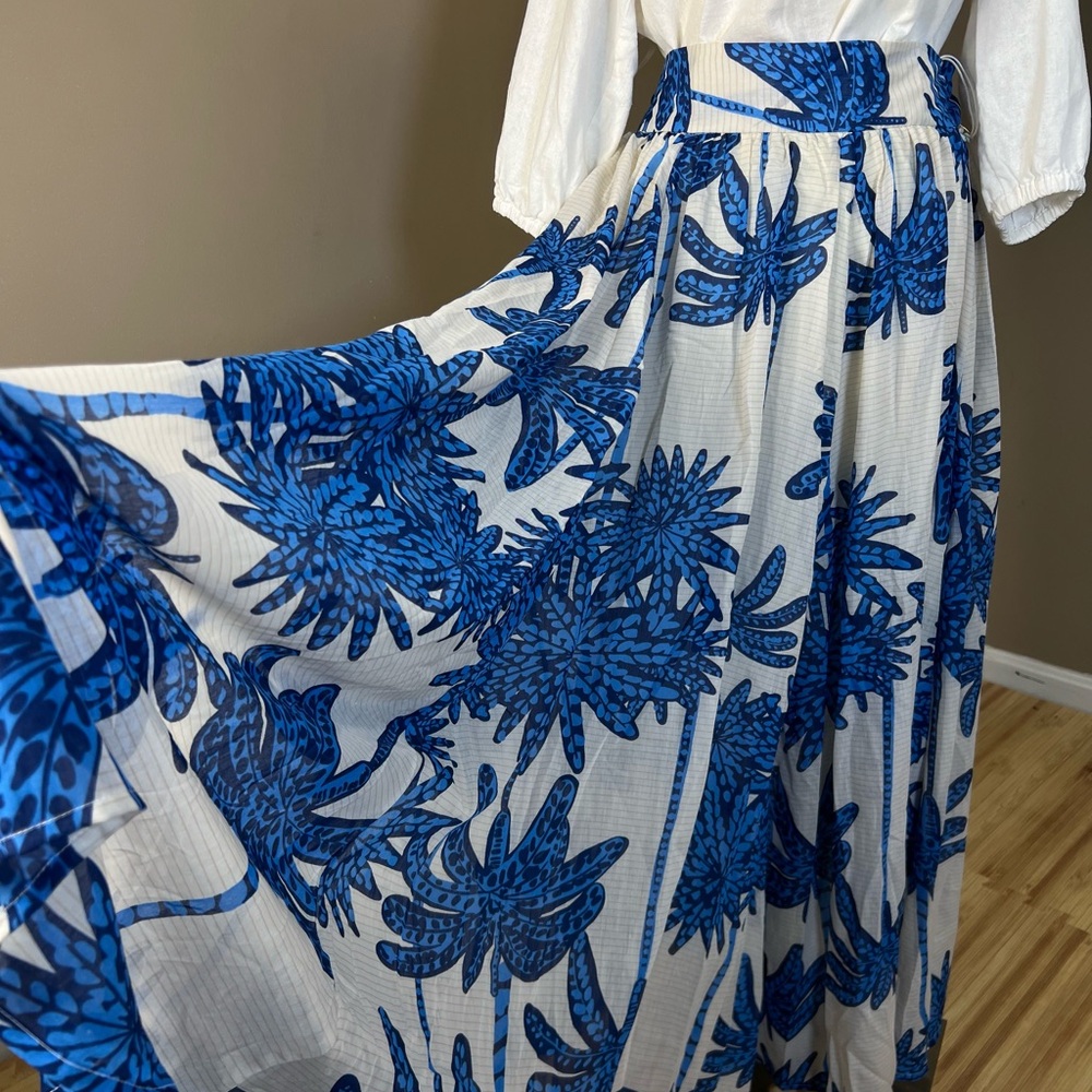 Blue Floral Maxi Skirt